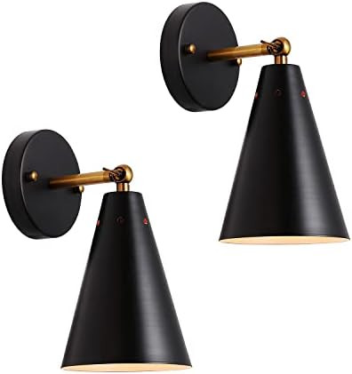 Black Wall Sconces Set of Two,Modern Industrial Metal Wall Sconce Lighting, Decor Wall Sconce Fix... | Amazon (CA)