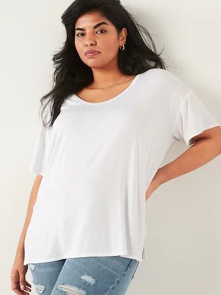 Oversized Luxe Voop-Neck Tunic T-Shirt for Women | Old Navy (US)