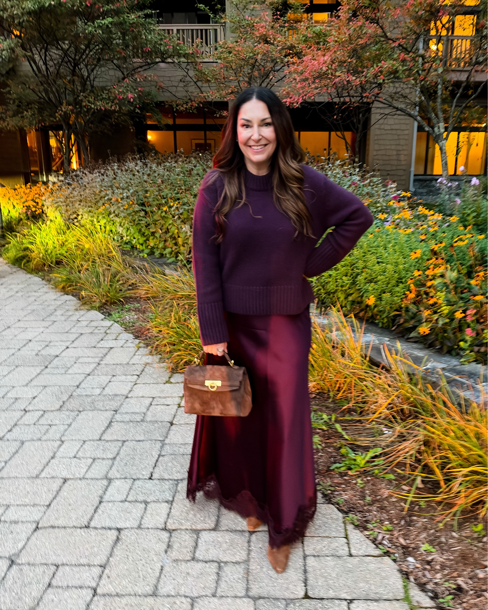 Girls trip dinner, dressed up 🍷 A little tonal wine moment for a cozy night out in Stowe. Fall date-night (or girls-night) perfection.

Sizing: Sweater, L | Skirt, L #LTKstyletip @tuckernuck

#LTKSeasonal #LTKOver40 #LTKSeasonal #LTKMidsize #LTKTravel