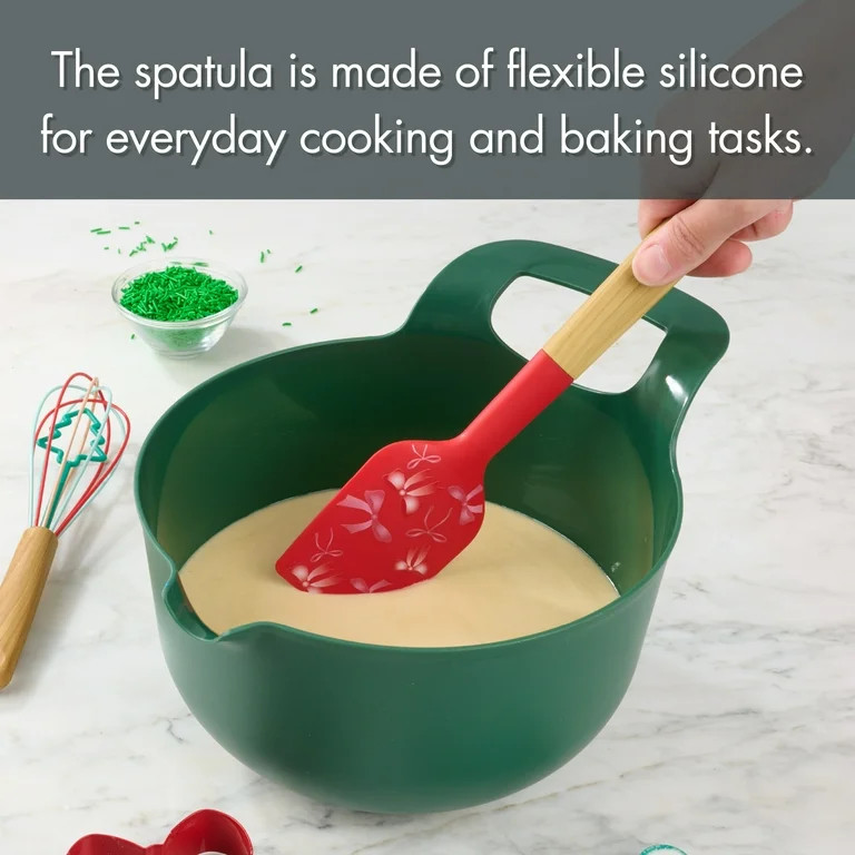 Holiday Time 2 Piece Silicone Spatulas with Cookie Cutter, Bow, Red and Pink | Walmart (US)