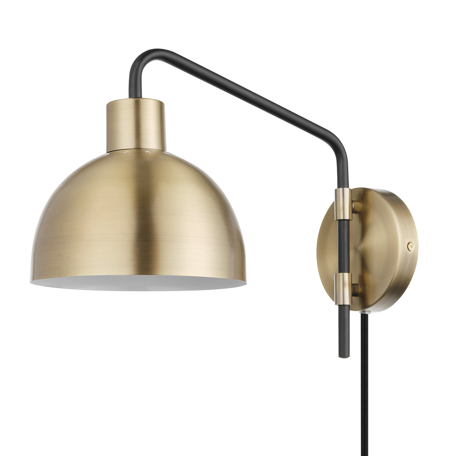 Globe Electric Dimitri 1-Light Antique Brass Plug-In or Hardwire Wall Sconce with In-Line On/Off ... | Walmart (US)