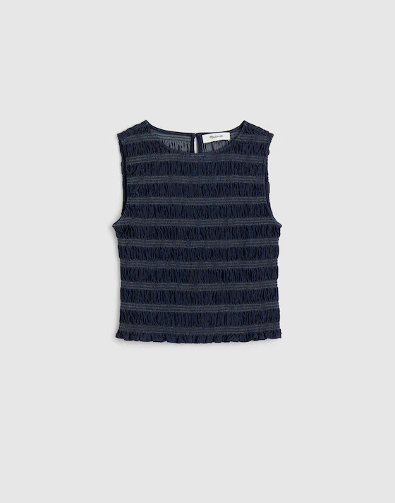 Denim Smocked Boatneck Tank | Madewell