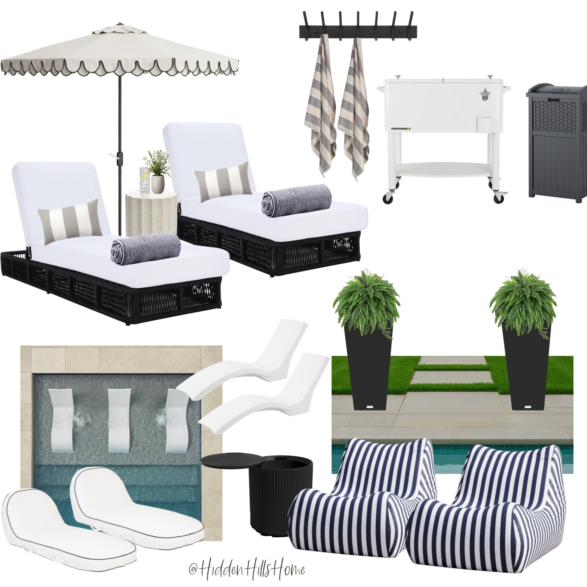 Pool deck ideas! Outdoor furniture, pool patio, outdoor bean bags, outdoor lounge chairs, pool chairs, outdoor umbrella 

#LTKSeasonal #LTKHome #LTKSaleAlert