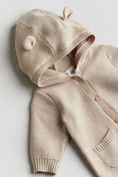 Knit Cotton Jumpsuit - Light beige - Kids | H&M US | H&M (US + CA)