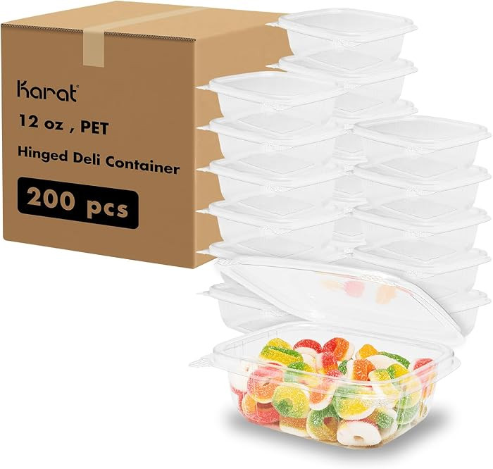 Karat PET Hinged Deli Containers with Lids - Perfect for Pasta Salads, Fruit, Deli Sides, and Hom... | Amazon (US)