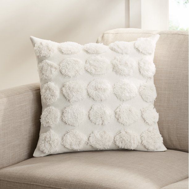 Gap Home Tufted Dot Decorative Square Throw Pillow Ivory 20" x 20" | Walmart (US)