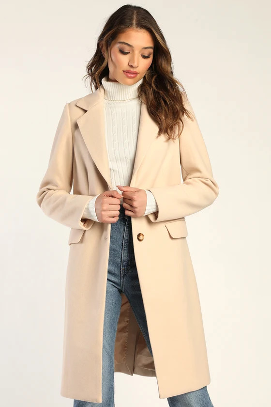 Chic Feelings Cream Long Sleeve Coat | Lulus (US)