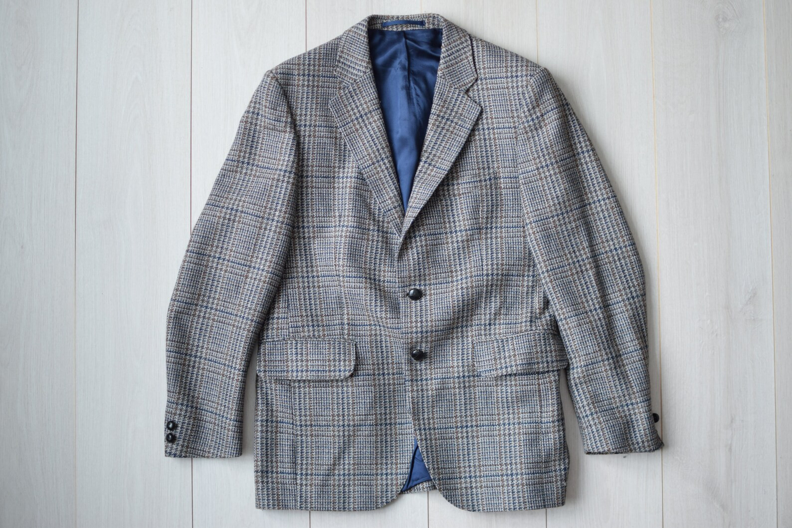 Vintage Plaid Wool Blazer: 70s Gray Wedding Jacket, Men's Medium | Etsy (US)