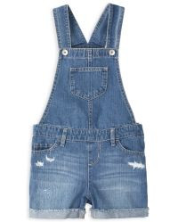 Girls Sleeveless Distressed Denim Shortalls | The Children's Place