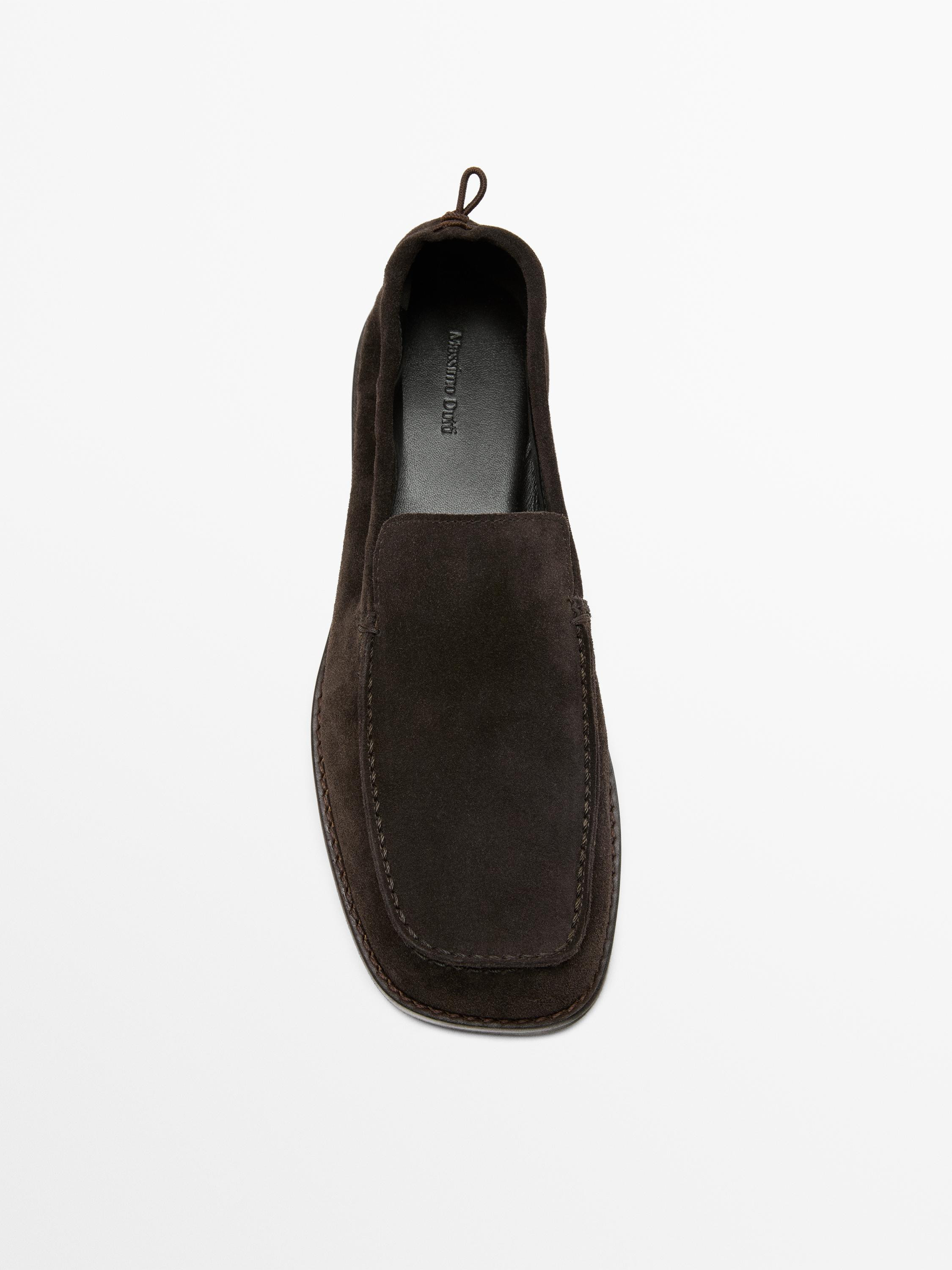Soft leather loafers with gathered detail | Massimo Dutti UK