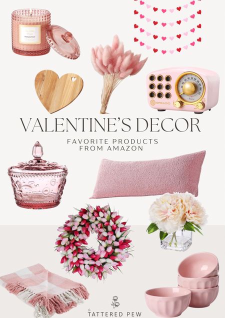 Shop my favorite Valentine’s Day decor items from Amazon! Pink decor, pink scented candles, Valentine’s Day wreath, heart cutting board, pink dried pampas grass, pink European candy dish, silk peony flower arrangement, Valentine’s Day heart garland  

#LTKSeasonal #LTKFind #LTKhome