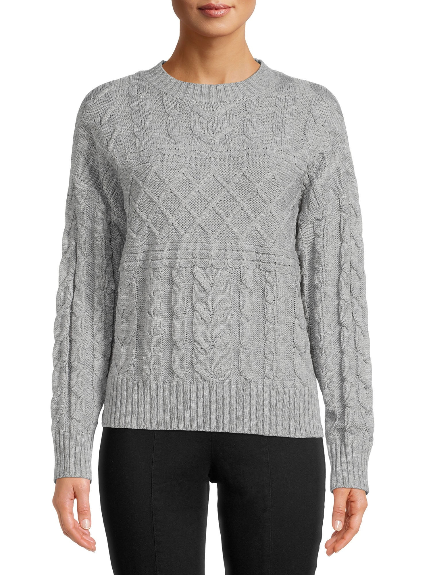Time and Tru Women's Mixed Stitch Sweater - Walmart.com | Walmart (US)