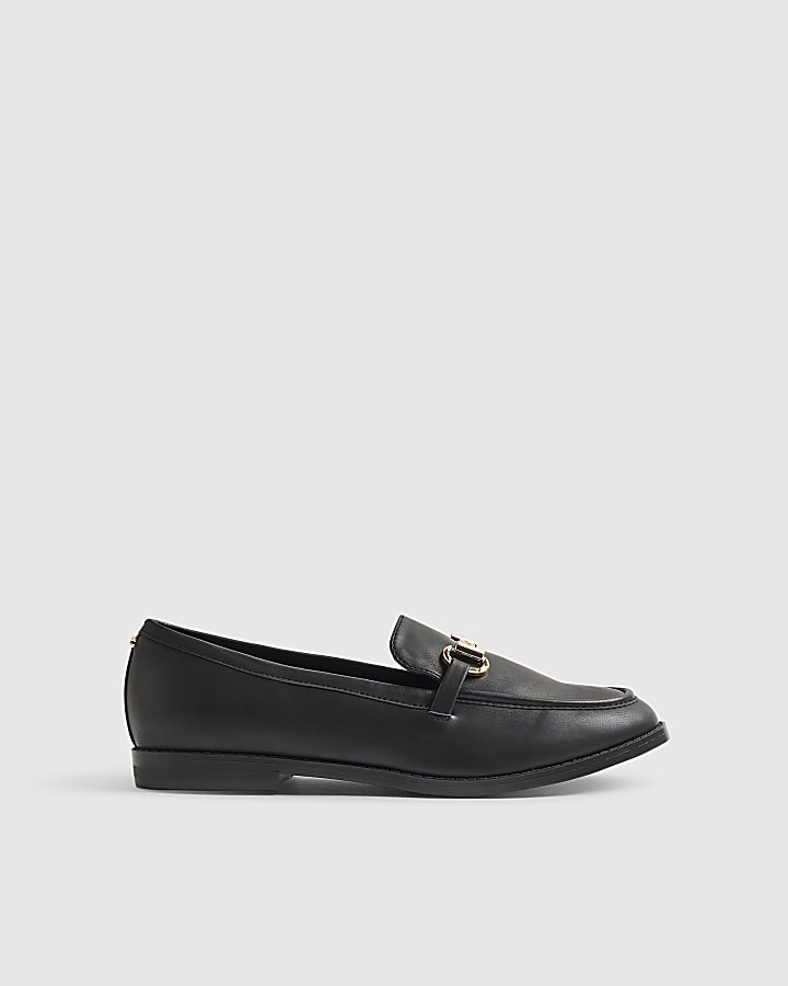 Black Snaffle Trim Loafers | River Island UK & IE
