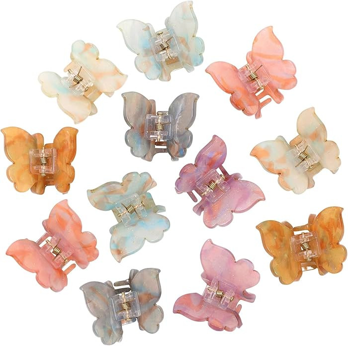 AWAYTR 12Pcs Small Hair Clips for Women Girls Acrylic Mini Claw Clips Cute Hair Jaw Claw for Hair... | Amazon (US)