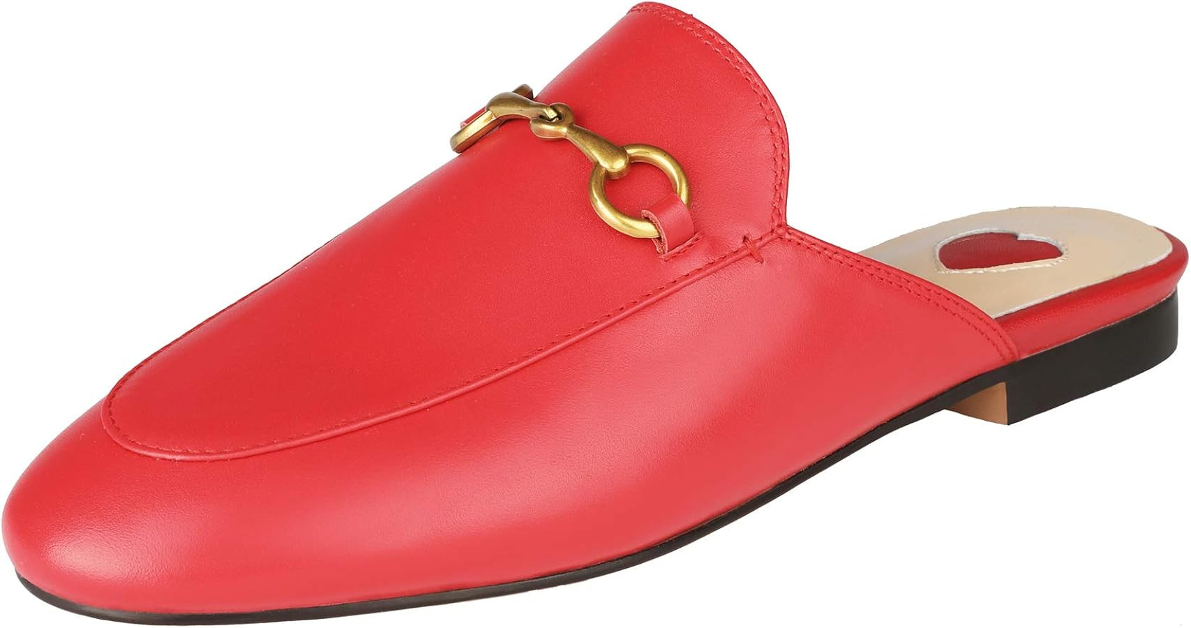 Arqa Mules for Women Almond Toe Leather Flats Slip-on Comfort Backless Loafers Buckle Mule Shoes | Amazon (US)