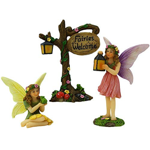 PRETMANNS Fairies for Fairy Garden – Cute Accessories for an Outdoor Miniature Garden with Figurines and a Sign- Colorful Supplies – 3 Piece Set | Amazon (US)