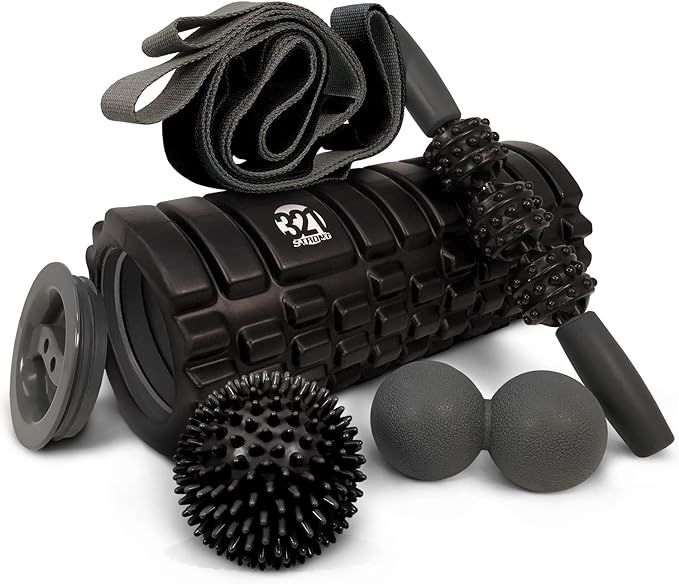 321 STRONG 5 in 1 Foam Roller Set Includes Hollow Core Massage Roller with End Caps, Muscle Rolle... | Amazon (US)