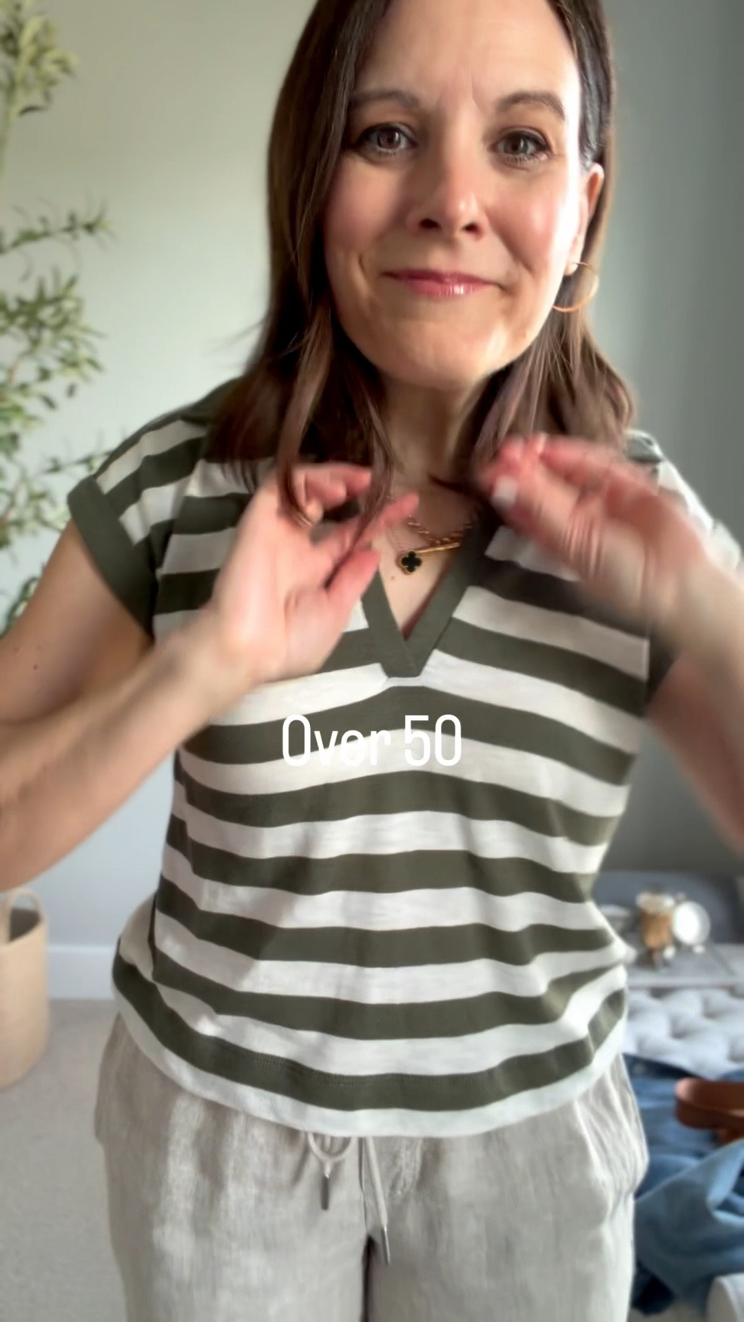 Today’s errands and lunch outfit. If you’re looking for an alternative to shorts,  these linen pants from @onequince are so good. They are lightweight and feel like you have nothing on. I’m in a Medium in the flax with a 28” inseam. I wear a size 10 jeans and am 5’6”. They fit true to the sizing chart. I’m in an XS for this LOFT top (size down) and a Medium in the Quince denim utility jacket (TTS). 

#LTKSaleAlert #LTKMidsize #LTKOver40