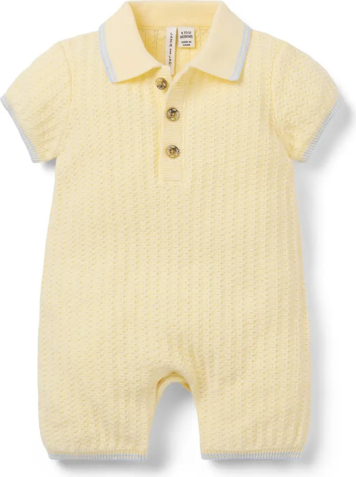 Pointelle Collared Romper | Nordstrom