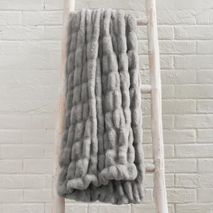 Ruched Faux Fur Throw | Grandin Road