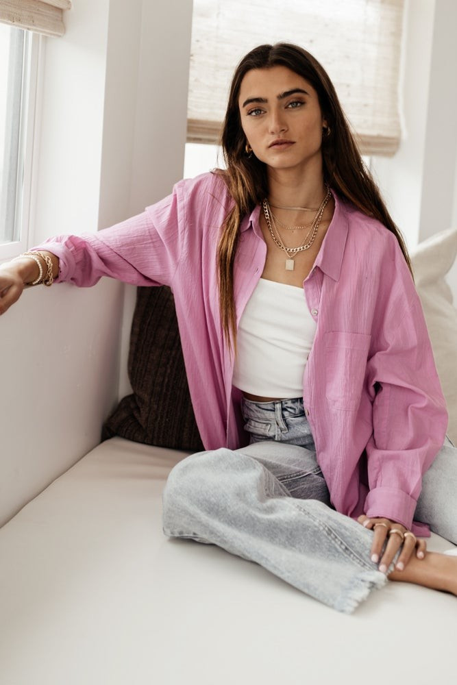 Larissa Button Down Blouse in Pink | Böhme US