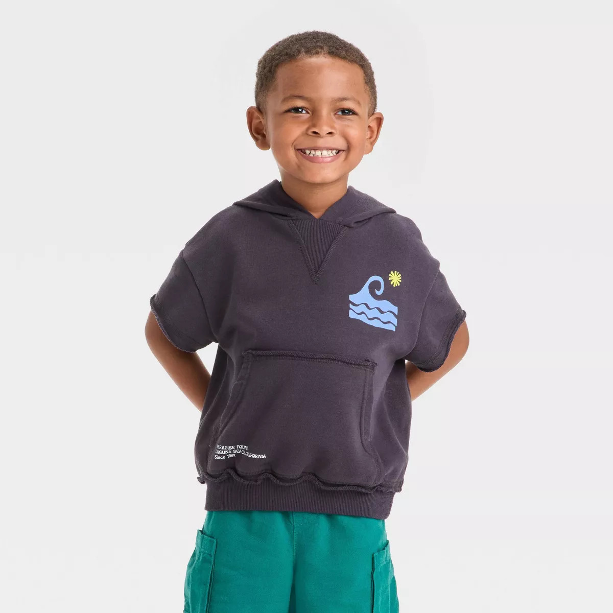 Grayson Mini Toddler Boys' Wave Hoodie Graphic T-Shirt - Black | Target