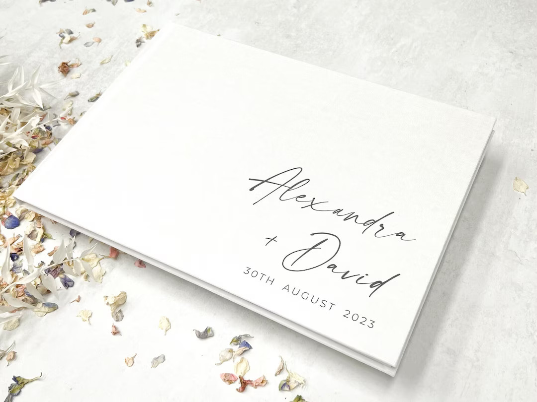 Modern Wedding Guest Book Personalised Linen Guestbook With 6 Colour Choice Wedding Polaroid Phot... | Etsy (US)