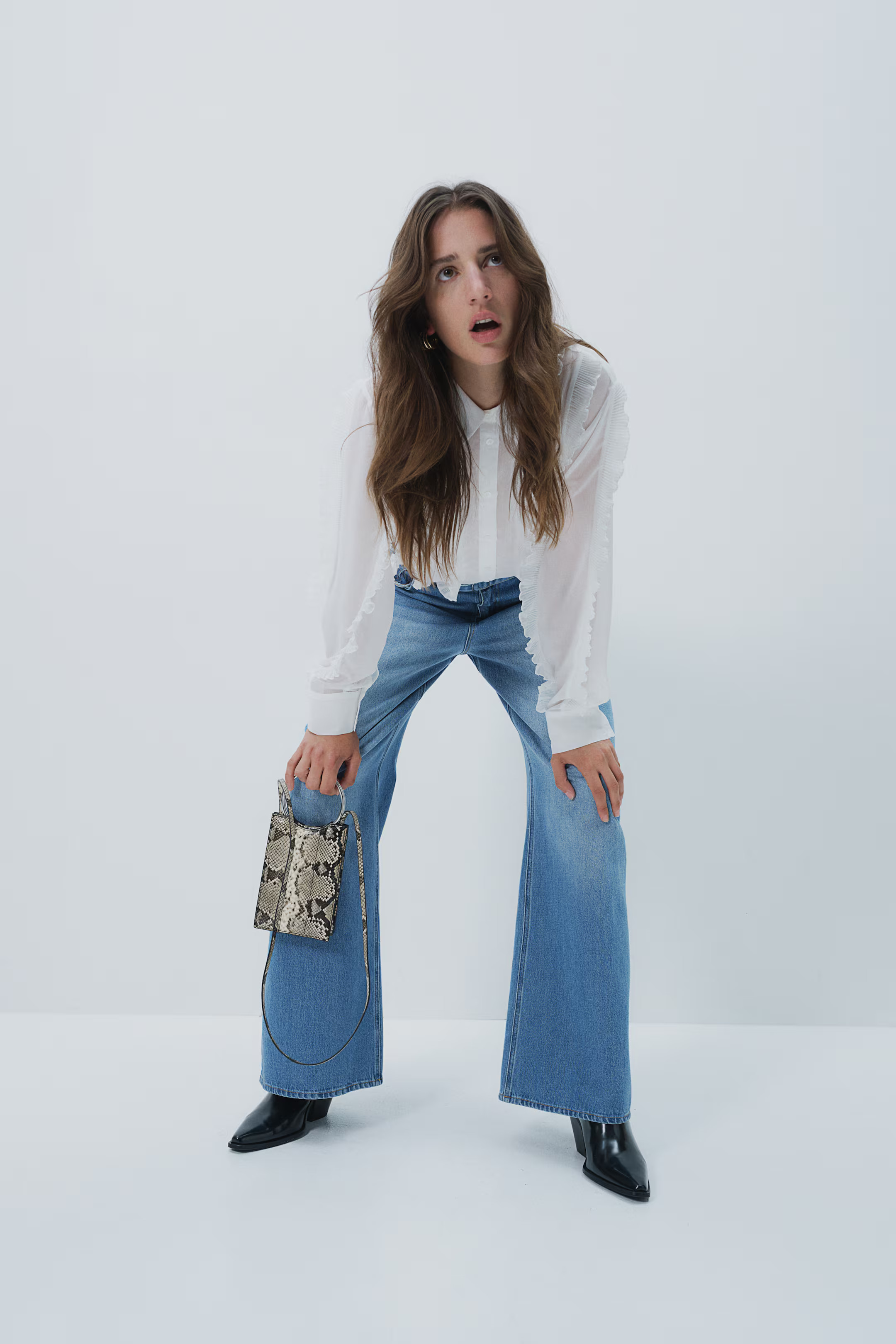 Wide-Leg Belted Jeans - High waist - Long - Light denim blue - Ladies | H&M US | H&M (US + CA)