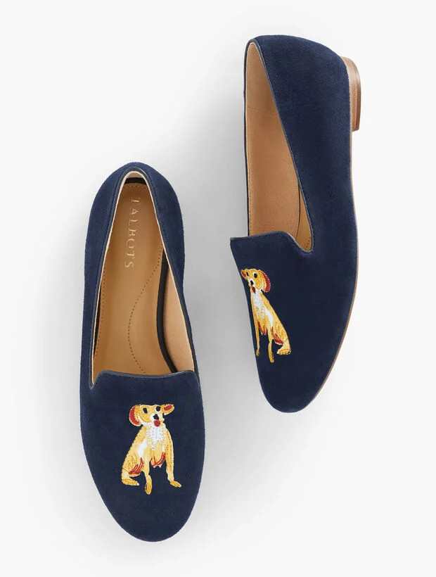 Ryan Embroidered Loafers - Dog Days - Suede | Talbots