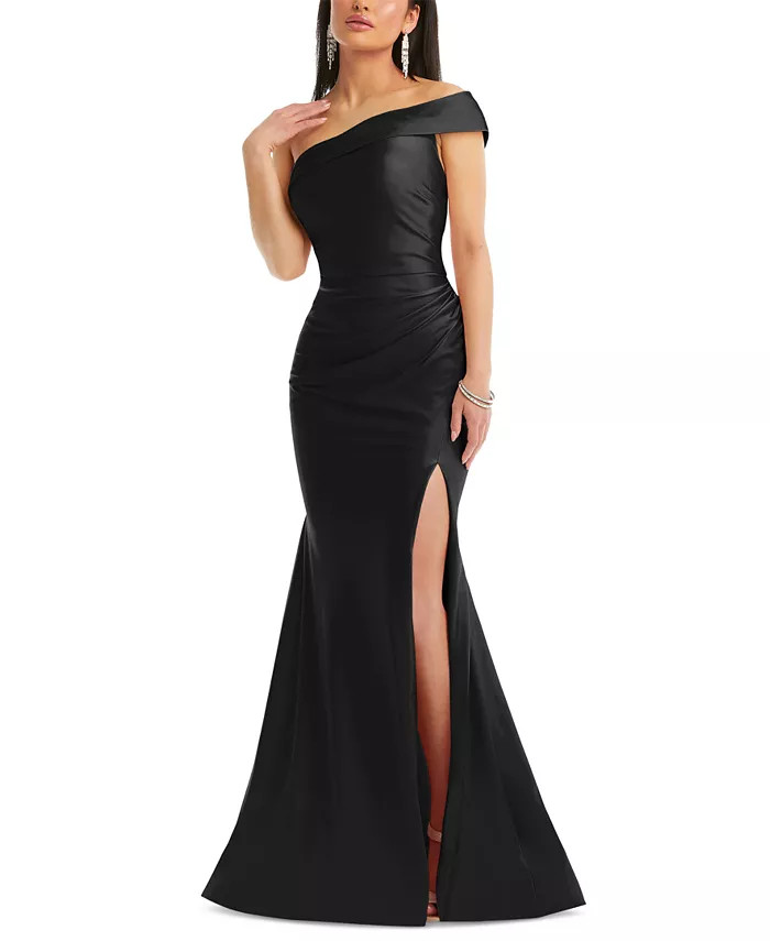 The Dessy Group Women's One-Shoulder Stretch Satin Mermaid Gown & Reviews - Dresses - Women - Mac... | Macys (US)