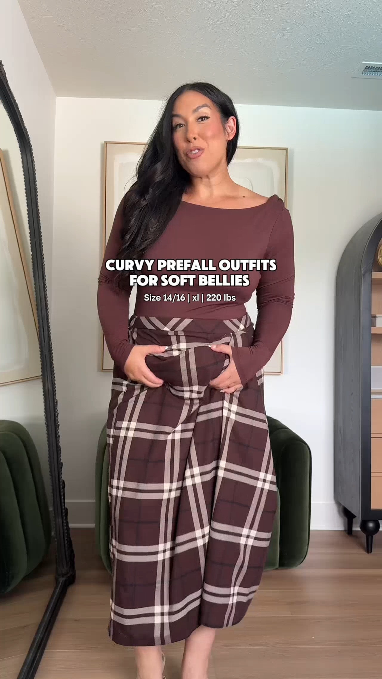 Curvy prefall outfits for soft bellies! Wearing a size 16! eloquii, fall style, fall plaid, midsize fashion, curvy girl, plaid skirt, fall fashion, fall trends 

 #LTKSeasonal