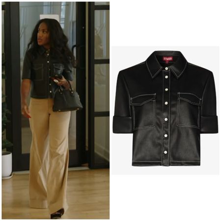 Gabby Prescod’s Short Sleeve Button Down Leather Top 
