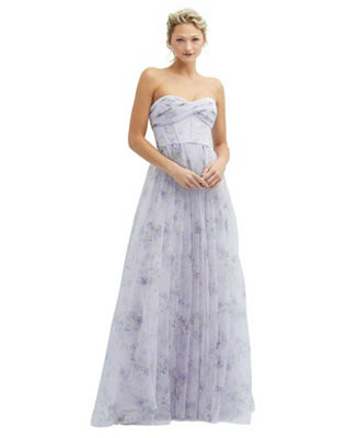 Floral Strapless Twist Cup Corset Tulle Dress with Long Full Skirt | Macy's