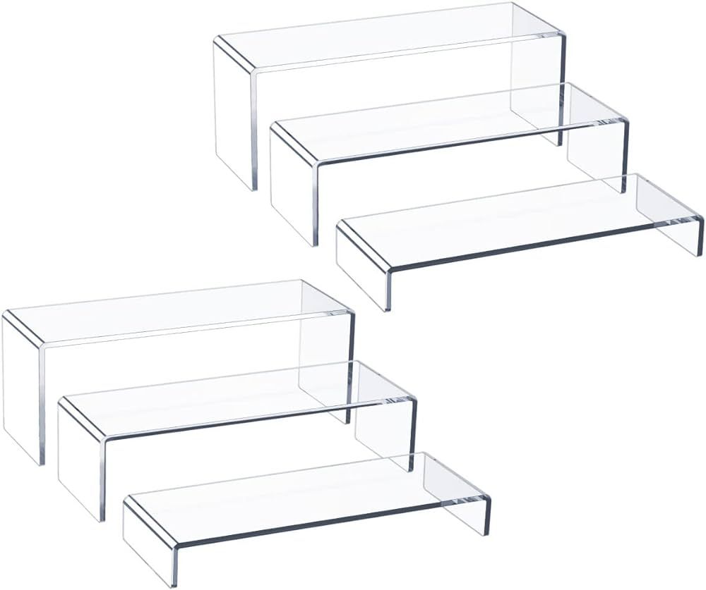 HIIMIEI Acrylic Display Riser, 6 Pcs 12" Large Acrylic Risers, Thickened to 5mm Clear Rectangular... | Amazon (US)
