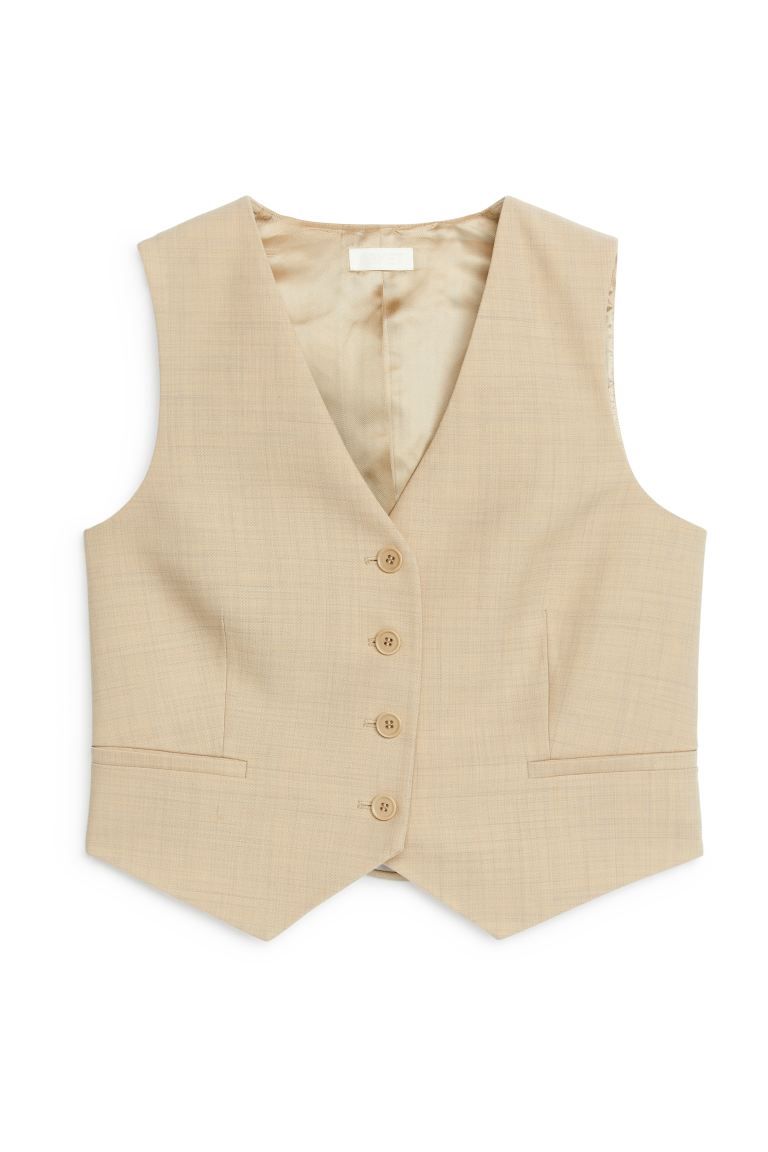 Wool-Blend Waistcoat - Beige Melange - Ladies | H&M GB | H&M (UK, MY, IN, SG, PH, TW, HK)