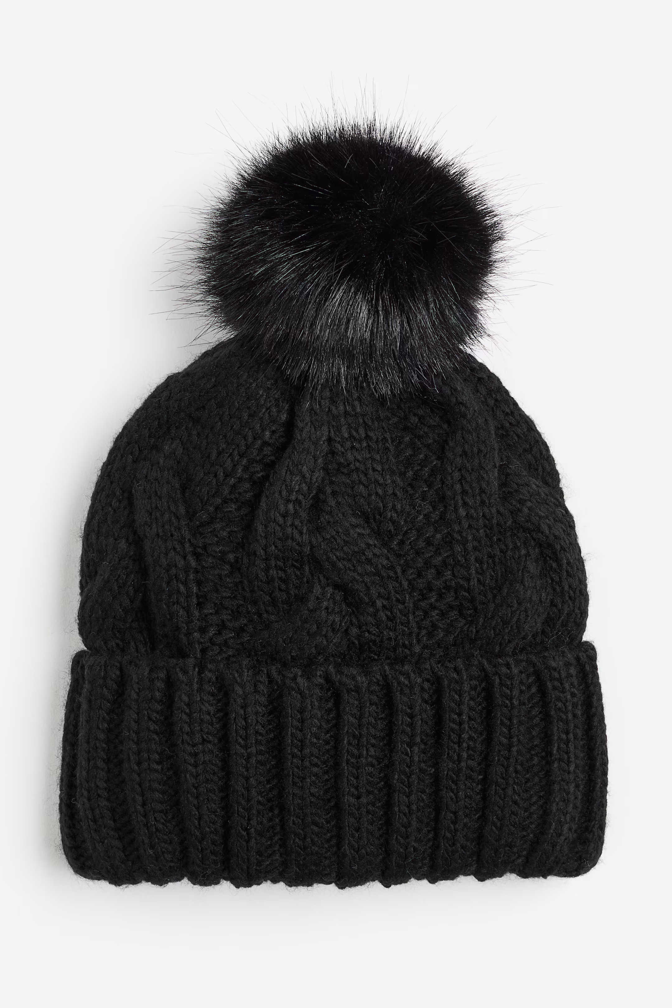 Cable-knit Pompom Hat - Black - Ladies | H&M CA | H&M (US + CA)