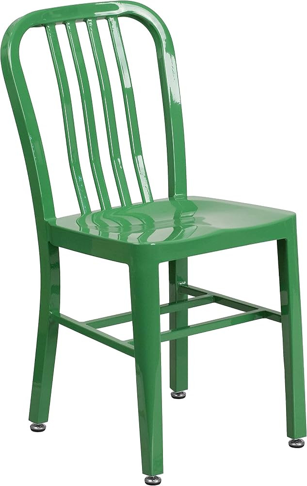 Flash Furniture Commercial Grade Green Metal Indoor-Outdoor Chair | Amazon (US)