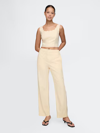 Linen-Blend Relaxed Straight Ankle Pants | Gap (US)
