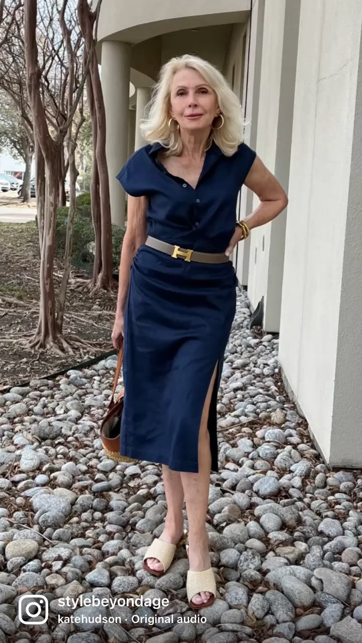 This one piece can take you from office to errands from day to evening.   The shirtwaist style with a twist at the waist give it an unexpected detail and the slit up the leg is modest but edgy.  It has everything ..simple and understated yet sexy if you want it to be. I belted it for definition.  
Try this one!  It’s a classic that will live in you wardrobe right into next winter   Think boots and a sweater 

I’m a size small for reference 

#LTKshoecrush #LTKworkwear #LTKstyletip