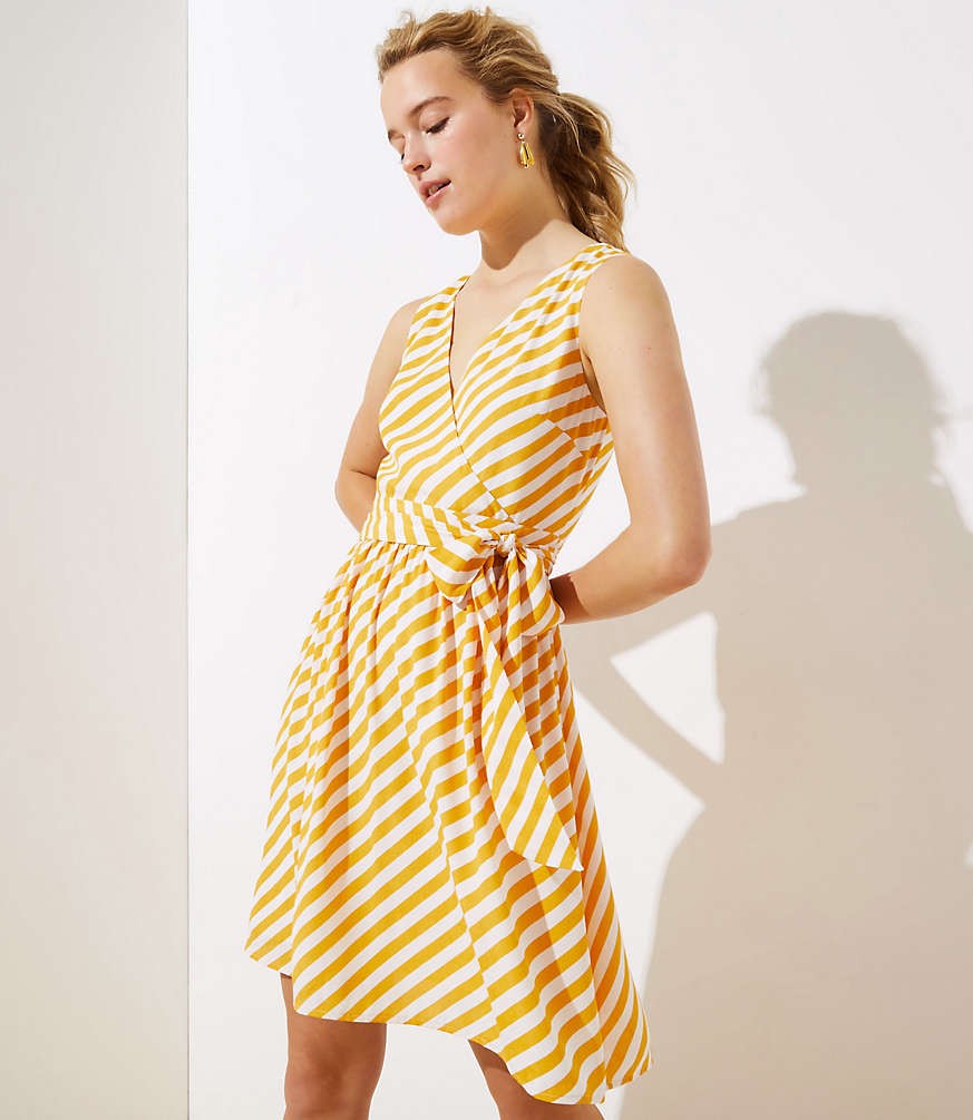Striped Sleeveless Wrap Dress | LOFT