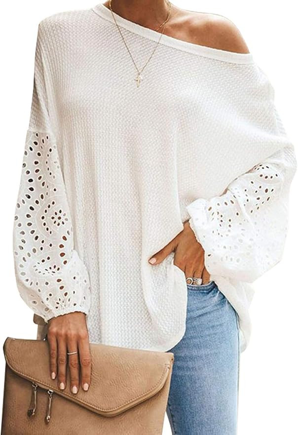 Chase Secret Womens Long Sleeve Shirts Casual Patchwork Boho Floral Print Loose Tops and Blouses | Amazon (US)