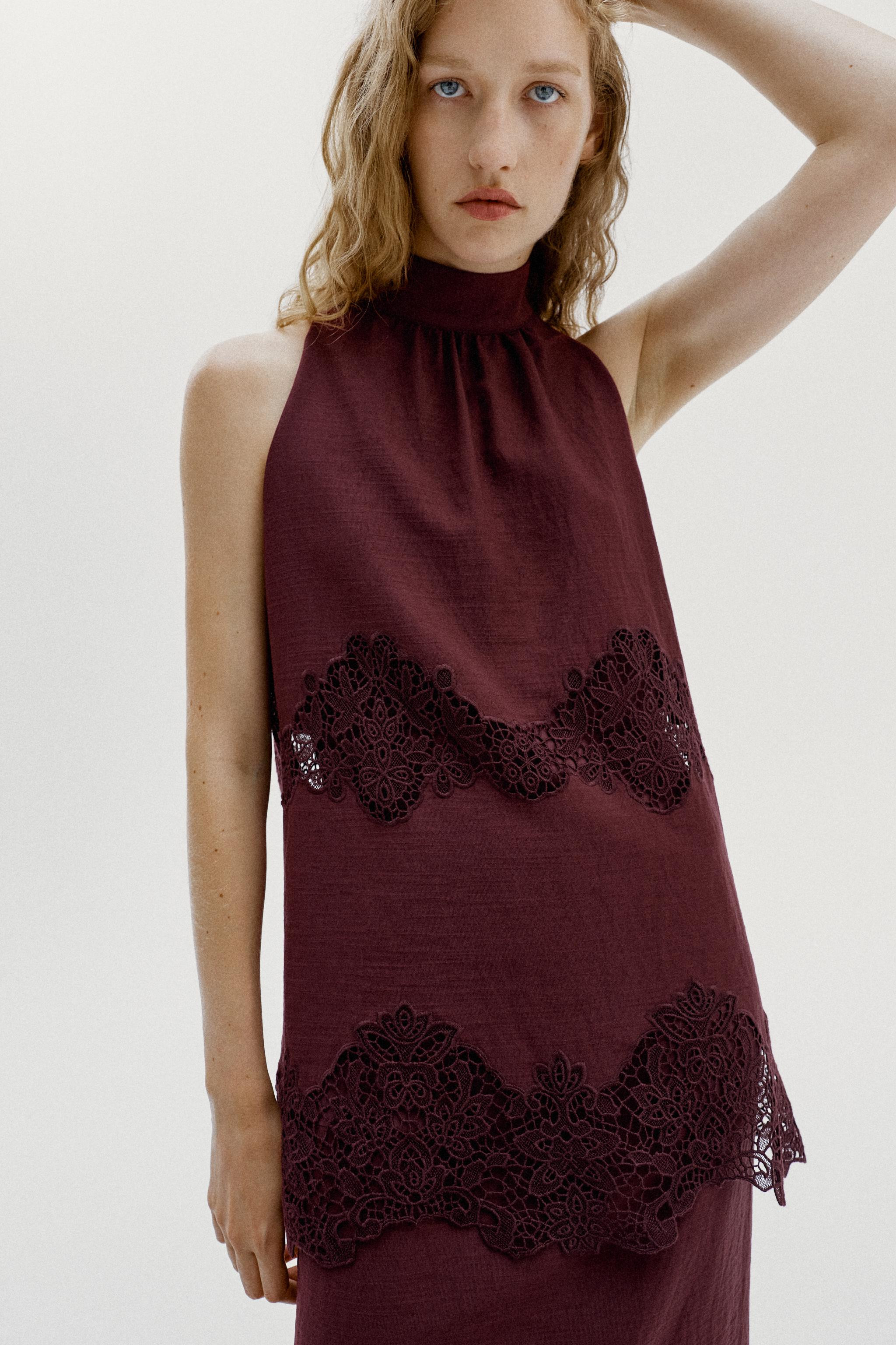 EMBROIDERED HALTER MIDI DRESS | Zara Canada