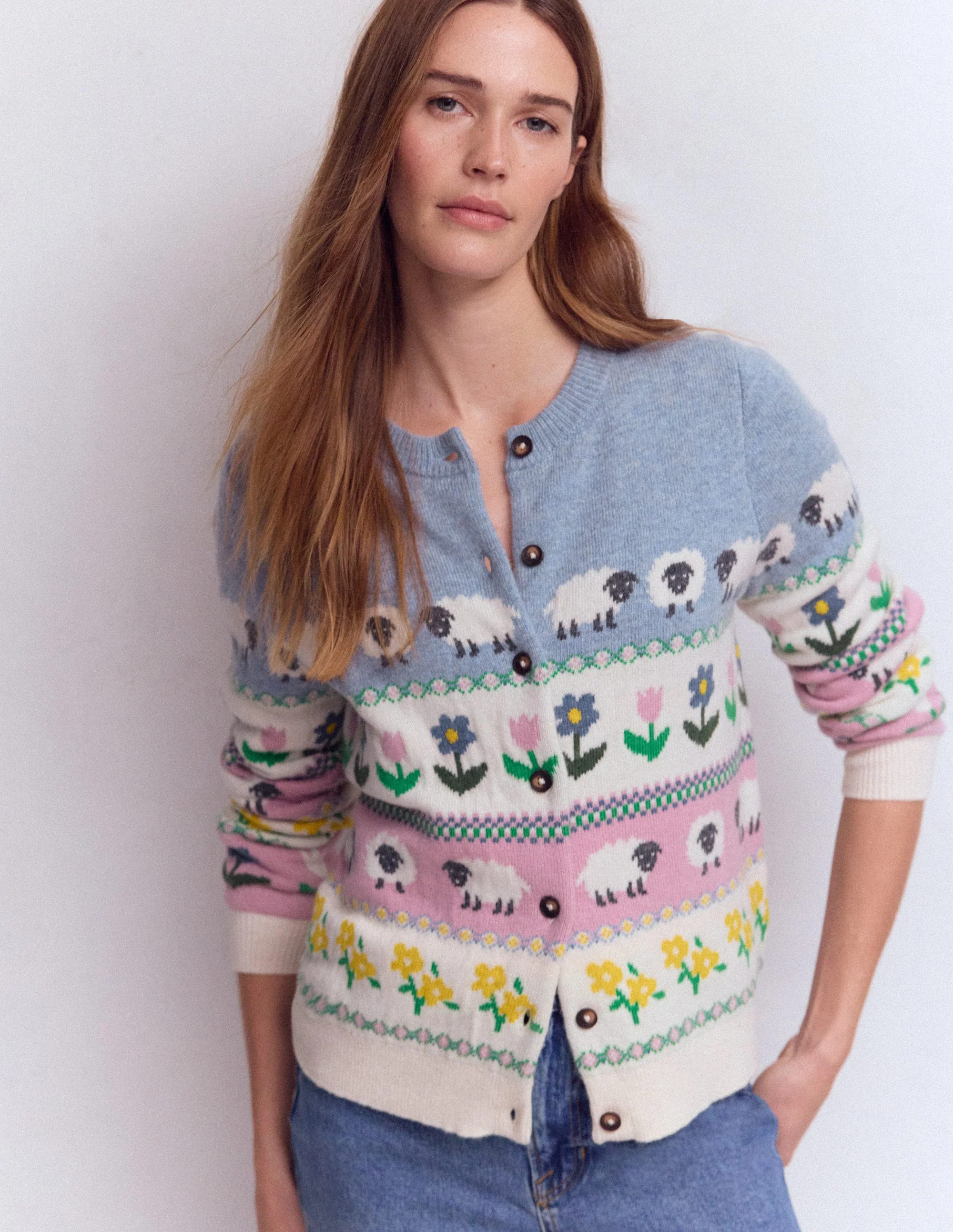 Edie Fair Isle Cardigan-Easter Farm | Boden (US)