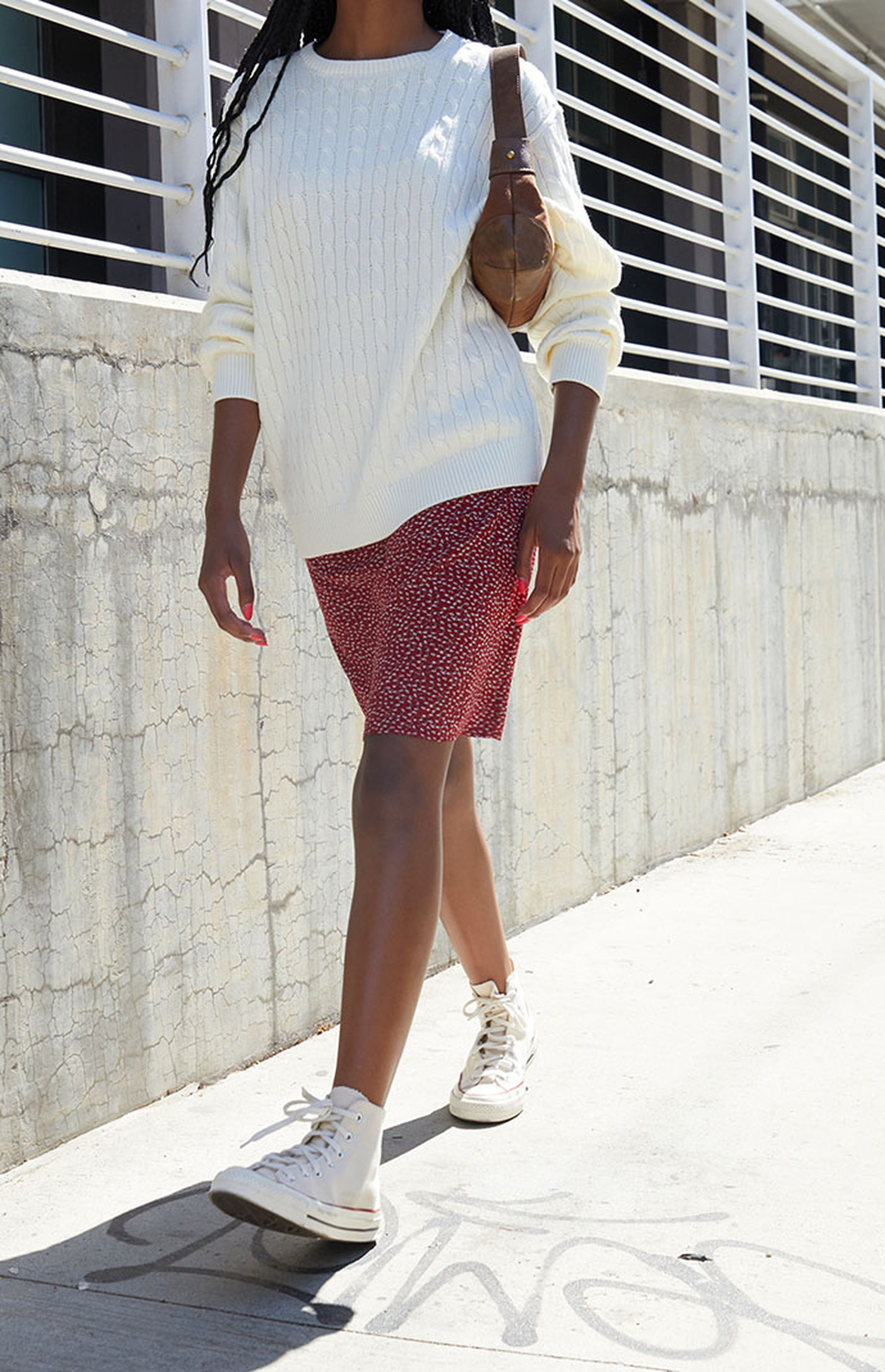 John Galt White Cable Knit Brianna Sweater | PacSun