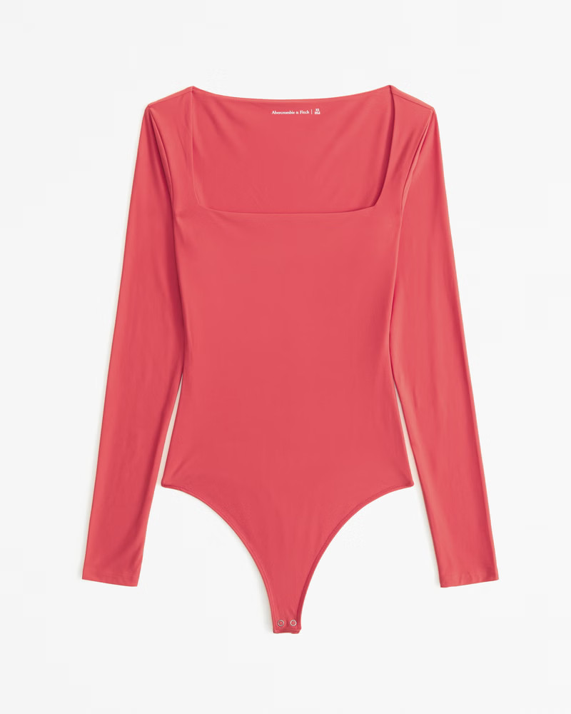Soft Matte Seamless Long-Sleeve Squareneck Bodysuit | Abercrombie & Fitch (US)