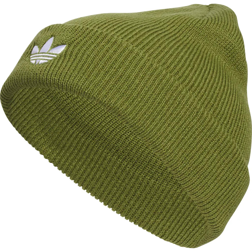 adidas Trefoil Beanie in Tech Olive/White at Nordstrom | Nordstrom