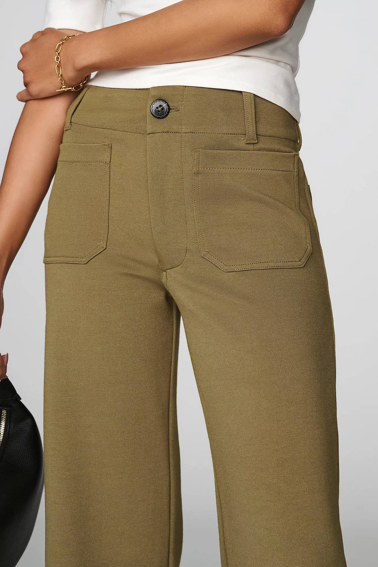 Maeve Colette Knit Cutwork High-Rise Wide-Leg Cropped Pants | Anthropologie (US)