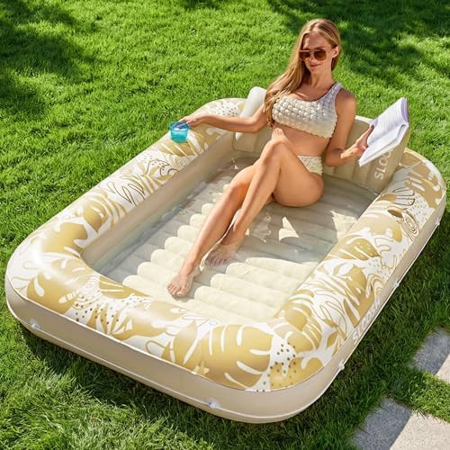 SLOOSH Inflatable Tanning Pool Lounger Float, 70" x 46" Pool Floats Adult with Pillow, 4 in 1 Sun... | Amazon (US)
