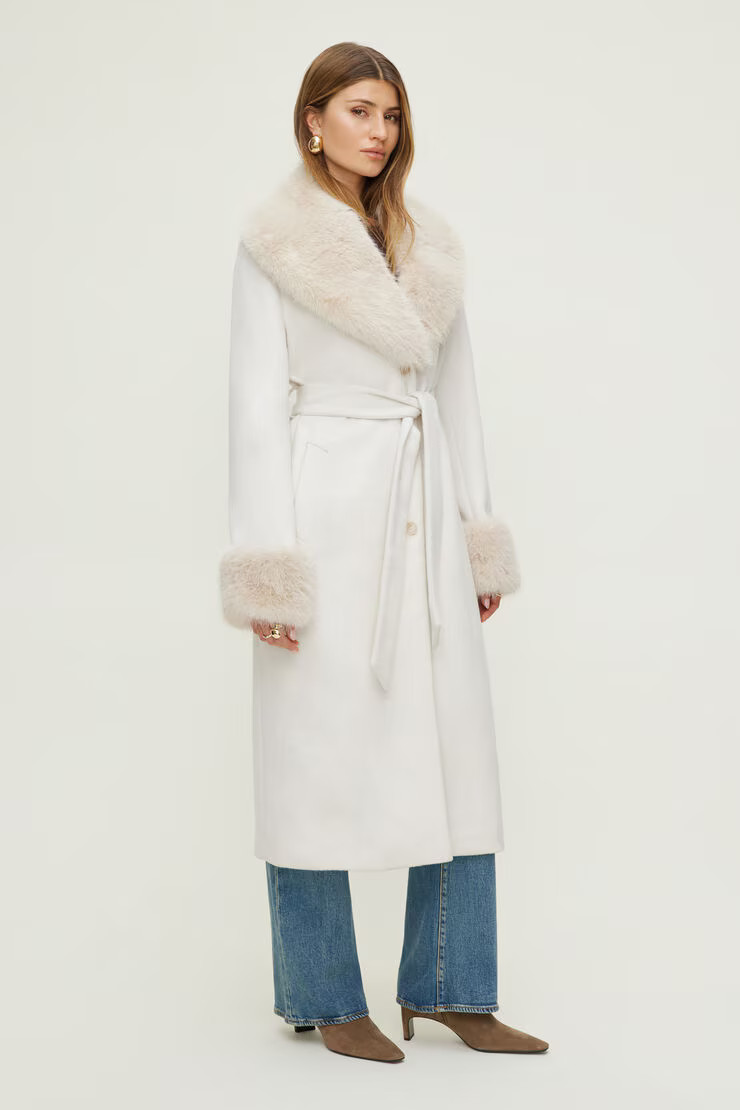 Faux Fur Trim Wool Coat | Dynamite Clothing