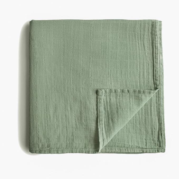 mushie Muslin Baby Swaddle Blanket | 100% Organic Cotton (Sage) | Amazon (US)